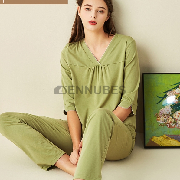 Pijamas Mujeres Elegante Verde Verano