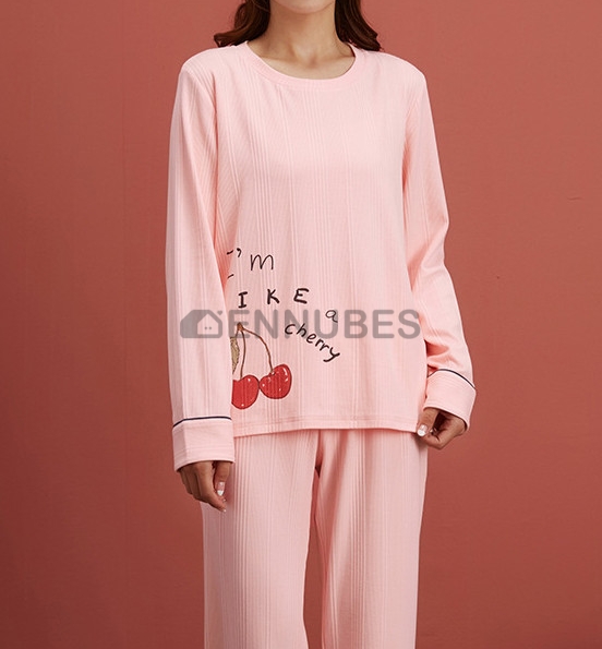 Pijamas Mujeres Otoño Estampado Cereza