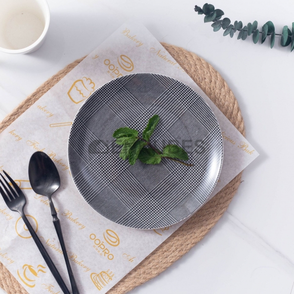 Plato Llano Pata de Gallo Redondo Estampado de Telacerámica Vajilla