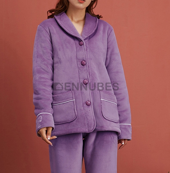 Pijamas Grueso Mujer Invierno Violeta