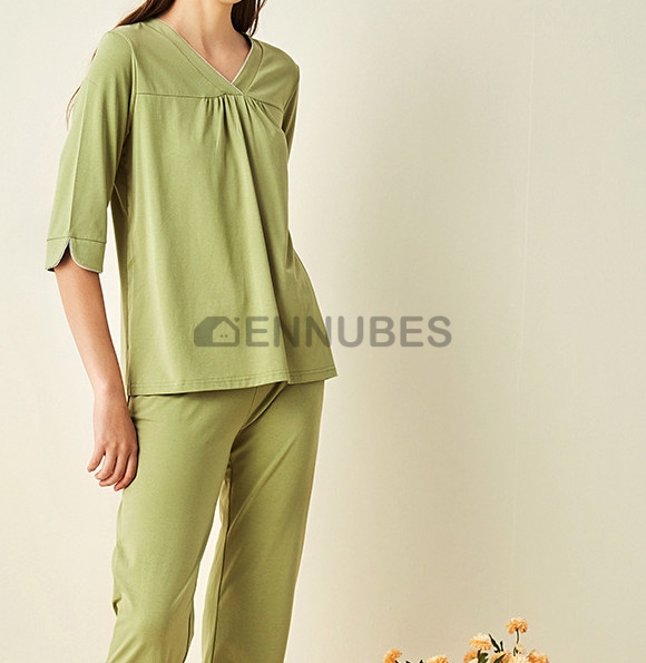Pijamas Mujeres Elegante Verde Verano