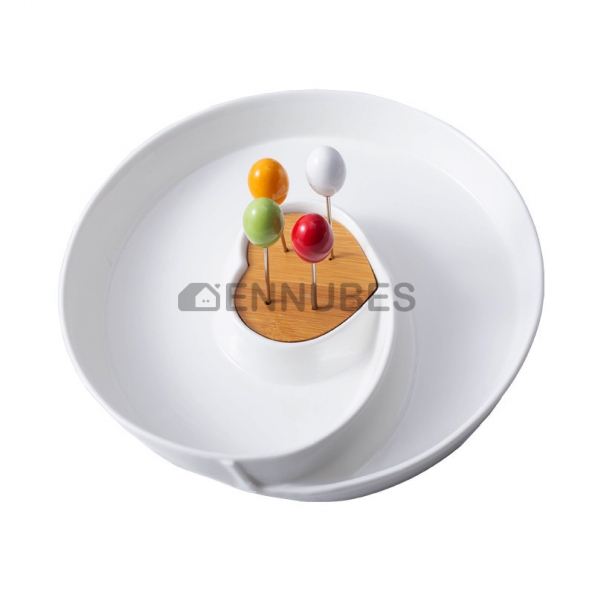 Platos de Salsa Frutas Cerámica Con Tenedor Pequeño Sencillos