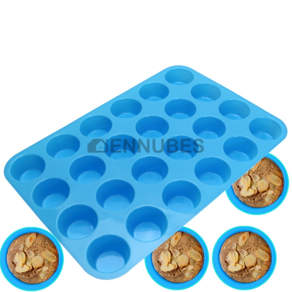 Molde Muffins de Silicona Redondo Multicelular de 24 Agujeros