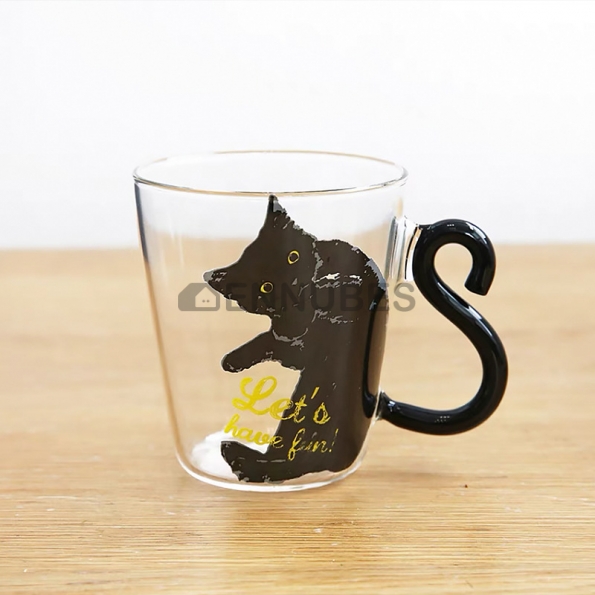 Taza de Vidrio de Gato de Creativos de Estilo Japonés