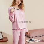 Pijamas Mujeres Color Sólido Traje
