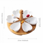 Plato Porcelana Cerámica Snack Salón Separado Mango de Madera