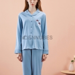 Pijamas Azul Mujeres Estampado Hongo