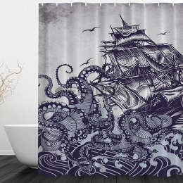 Cortinas de Baño Con Barco Pirata