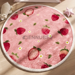 Alfombra Lavable Antideslizante Gruesa Redonda de Fresa para Bebé