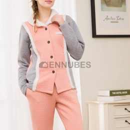 Pijamas Algodón Mujeres Solapa Invierno