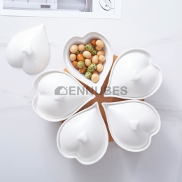 Bol Cuenco Porcelana Cerámica Melocotón Con Tapa Bandeja de Bambú