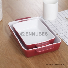 Olla para Hornear de Cerámica con Orejas Dobles para microondas