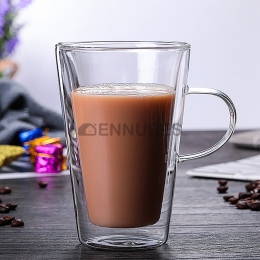 Taza Transparente y Sencilla de Doble Capa con Asa