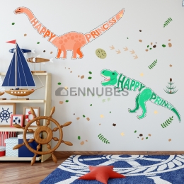 Pegatinas de Pared de Dinosaurio de Dibujos Animados de Inglés