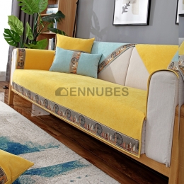 Funda de Sofá de Tela de Chenilla Antideslizante de Color Sólido con Estilo Lujo Ligero