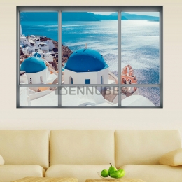 Calcomanía de Pared del Paisaje de la Isla de Santorini