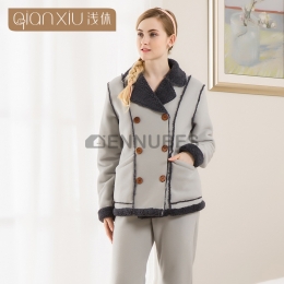 Pijamas Invierno Mujeres Gris Peluche