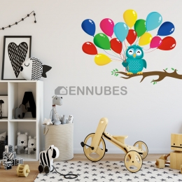 Pegatinas Nueva de Pared de Rama de Búho y Globo