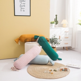 Cojín Color Sólido Tejido de Punto Almohada de Cintura Larga Nórdica