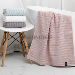 Toalla Sencilla de Baño de Algodón a Rayas Lisa con Color Puro