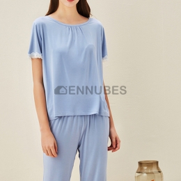 Pijamas Mujeres Azul Traje Pantalones Largas
