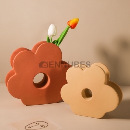 Jarrón de Cerámica Creativo Escandinavo con Forma de Flor