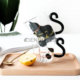 Taza de Vidrio de Gato de Creativos de Estilo Japonés