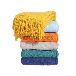 Manta de Sofá Siesta De Punto Ondulado Color Sólido