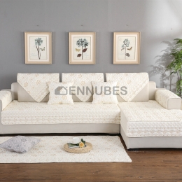 Cojín de Sofá Acolchado de Tela de Algodón Reversible Cuatro Estaciones Bordado