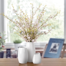 Vaso Floral Moderno y Minimalista de Cerámica Blanca Pura