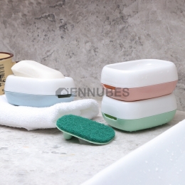 Jabonera de Drenaje de Doble Capa en el Baño con Estropajo