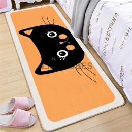 Alfombra Lavable Antideslizante de Gato Negro de Dibujos Animados para Bebés