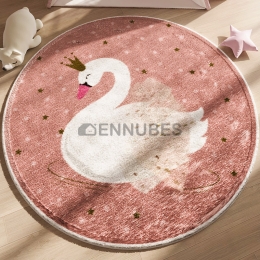 Alfombra Lavable Antideslizante Gruesa Redonda de Cisne para Bebé