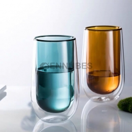 Taza de Vidrio Doble de Borosilicato de Color