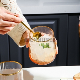 Vasos Cristal de Borde Dorado Color Oro Estilo Nórdico