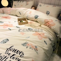 Funda Nórdico Puro Algodón Sábana Patrón de Flores