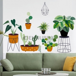 Pegatina de Pared con Marco de Hierro y Vegetación