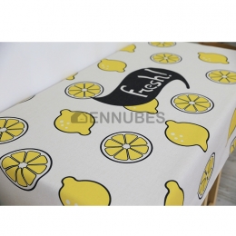 Mantel Antimancha de Iino de Algodón Estampado de Frutas Frescas