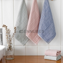 Toalla Cuadrada de Algodón Absorbente de Rayas