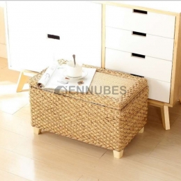 Taburete de Mimbre con Asa de Almacenamiento