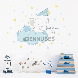 Pegatinas de Pared Creativos Elefante en  Nube Con Estrella