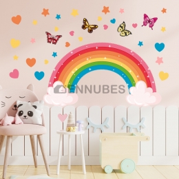 Adhesivo de Pared Puente de Colores Mariposa Estrella Corazón