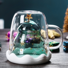 Taza de Agua de Doble Vidrio para Árbol de Navidad