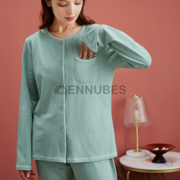 Pijamas Mujeres Botones Con Cuello Redondo