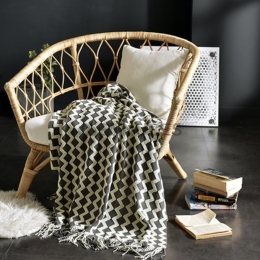 Manta de Sofá de Siesta De Punto Decorado Bicolor