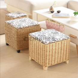 Cojín de Almacenamiento de Madera Maciza de Paja