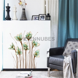 Adhesivos de Pared Creativos de Flores Azules