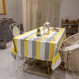 Manteles Rayas Amarillas Mantel de Algodón y Lino Nórdico