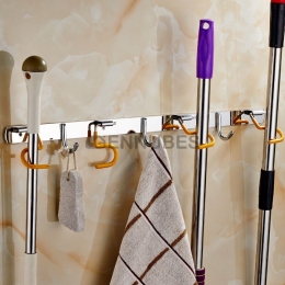 Gancho de Baño Rejilla para Fregona y Escoba Sin Perforaciones