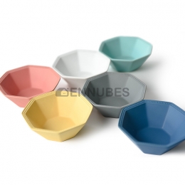Cuenco Estilo Nórdico Cerámica Mate Octogonal Ensalada Multicolor
